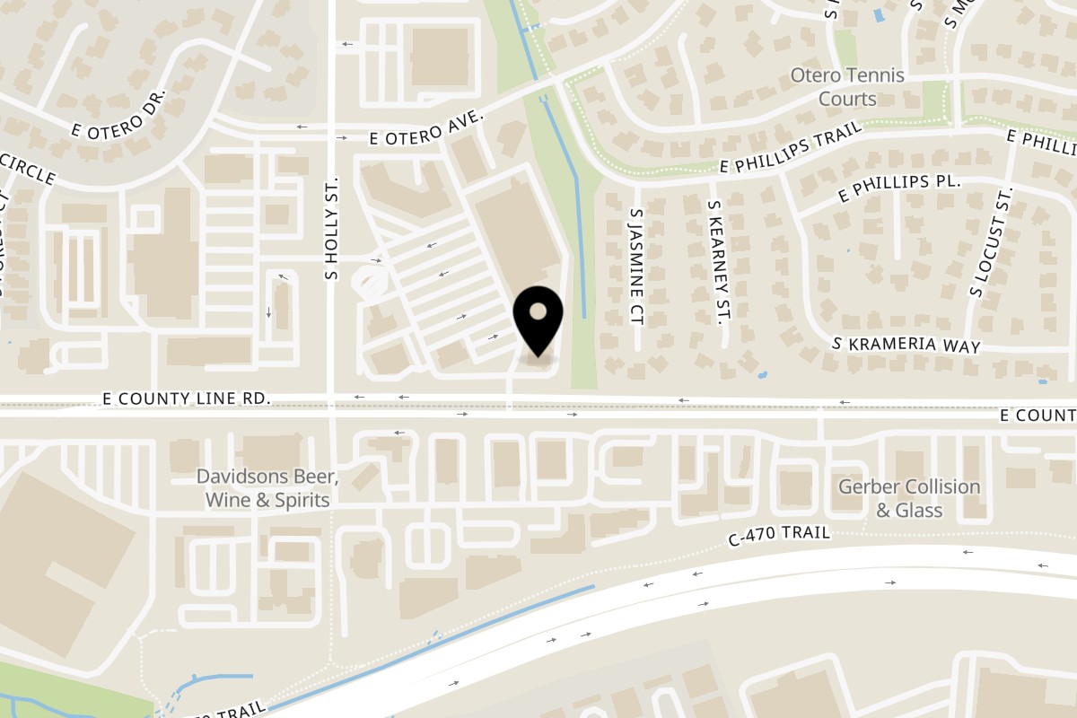 Map showing the location of India's Kitchen Centennial (Holly & County Line) on 8236 S Holly St in Centennial